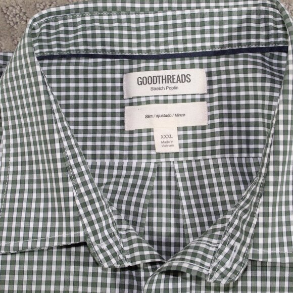 Men's 3x Goodthreads Green Stretch Poplin Slim Long Sleeve Button Down Shirt - Picture 2 of 6